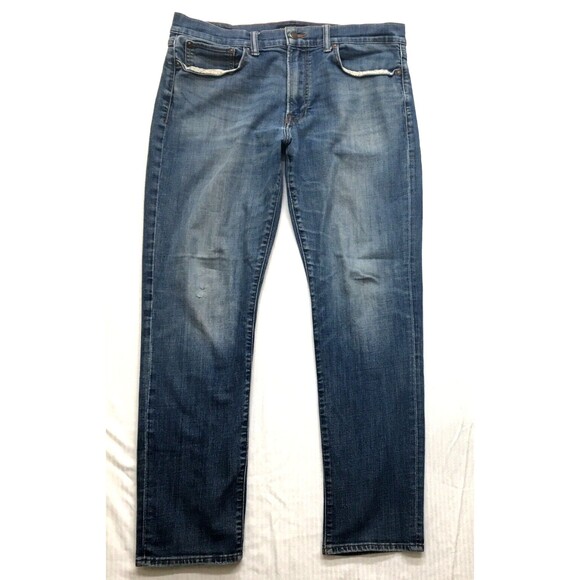 LUCKY 121 Jeans Men 36x32 Slim Straight Leg Stretch Light Wash Denim Blue Y2K - Picture 1 of 12